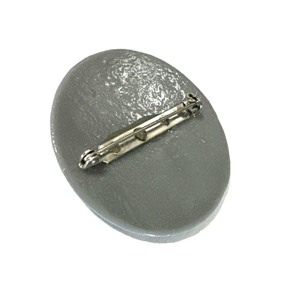 Vintage MCM Modernist Brooch Artisan Abstract Glass Pin Gray White Black 1.75